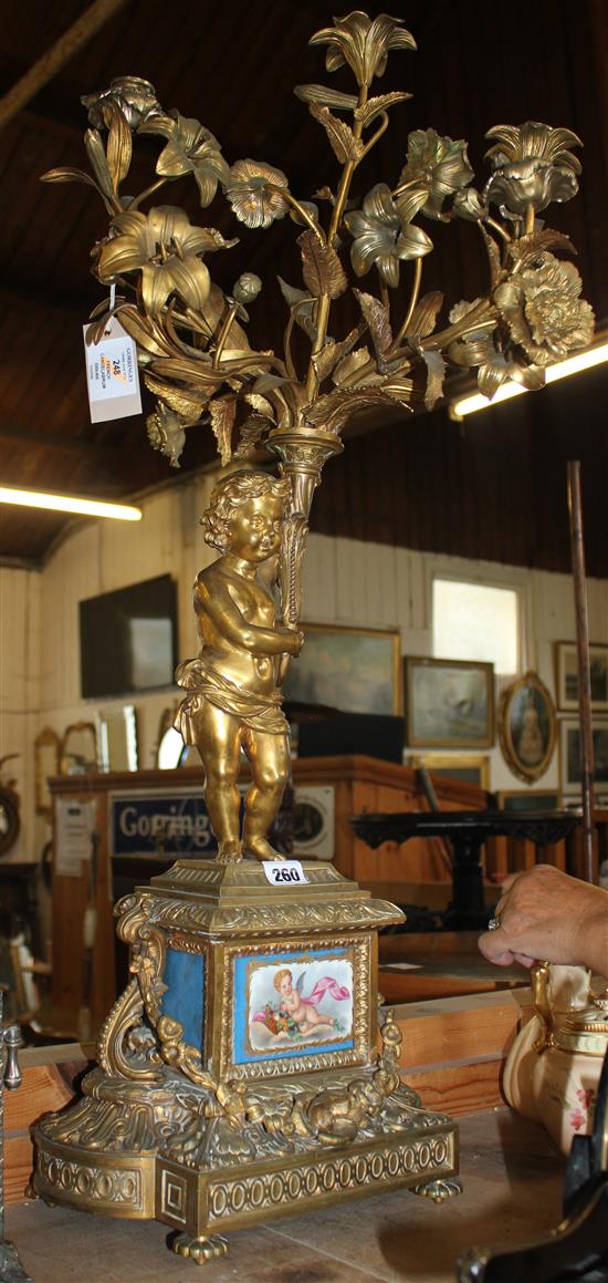 A 19th century French figural candelabrum, 36in.